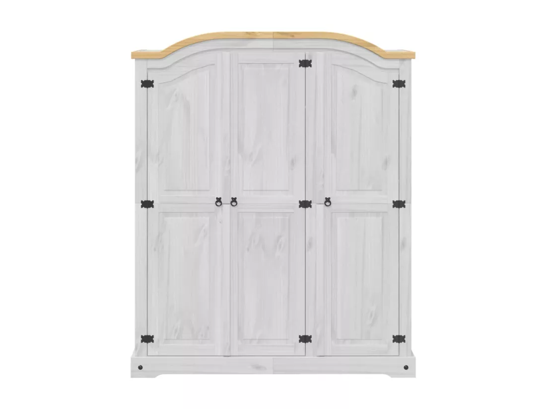 Garde-robe Corona blanc 151,5x52x186 cm bois de pin massif