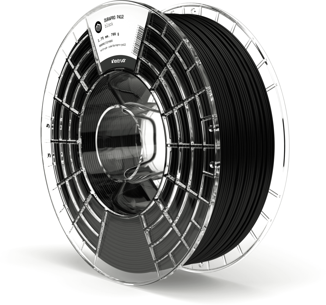 Extrudr  DuraPro PA12 Schwarz, 1,75 mm / 700 g    Robustes Nylon in Schwarz