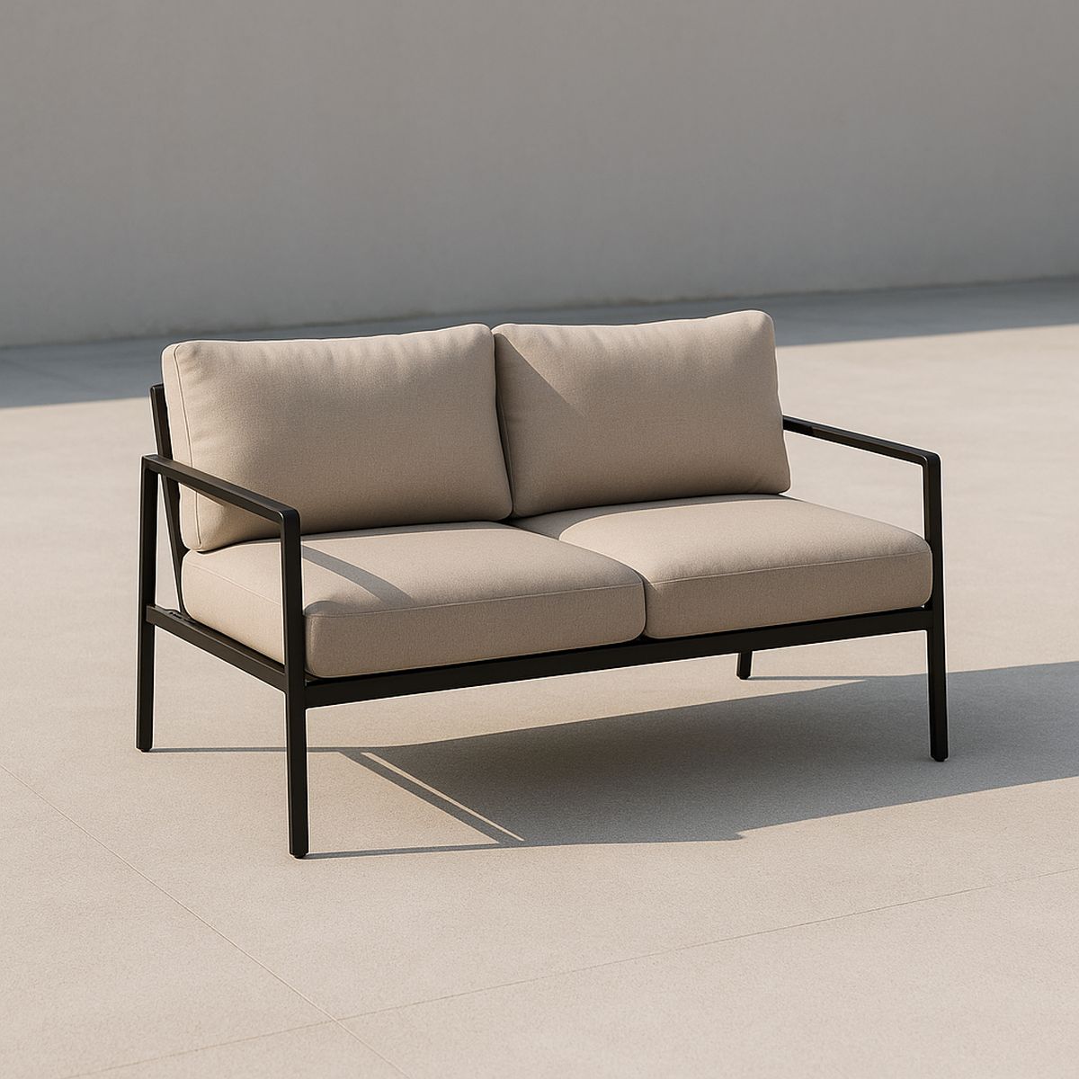 Zweisitzersofa Metallrahmen Polyesterpolster Sand 145cm