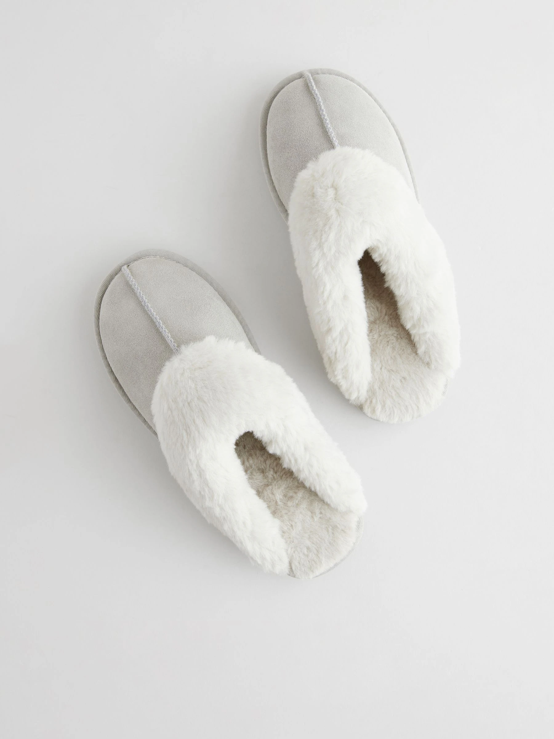 Grijs - Suede Faux Fur Mule Slippers