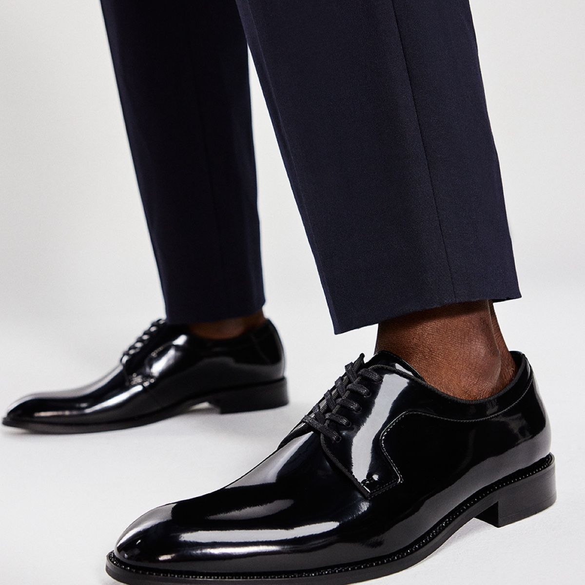 Derreck Black Leather Glitter Men Dress Shoes