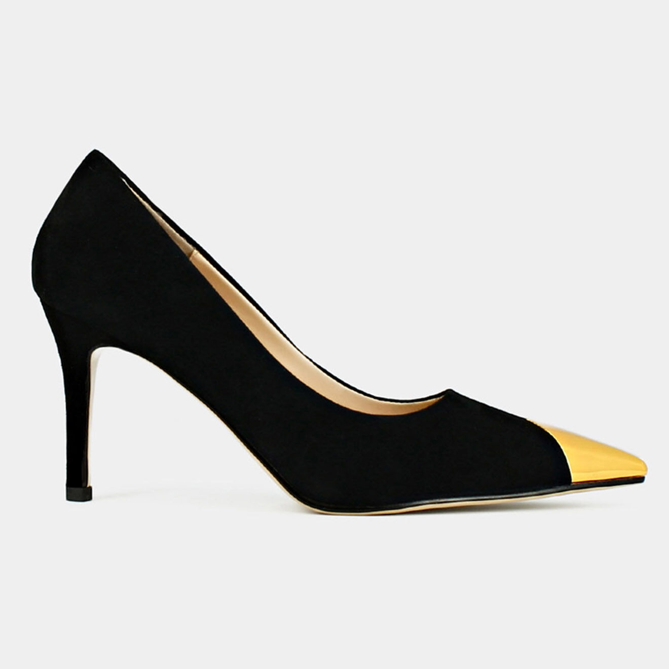Jonak Escarpins en Velours de Cuir Midi noir/doré - Talon 10 cm