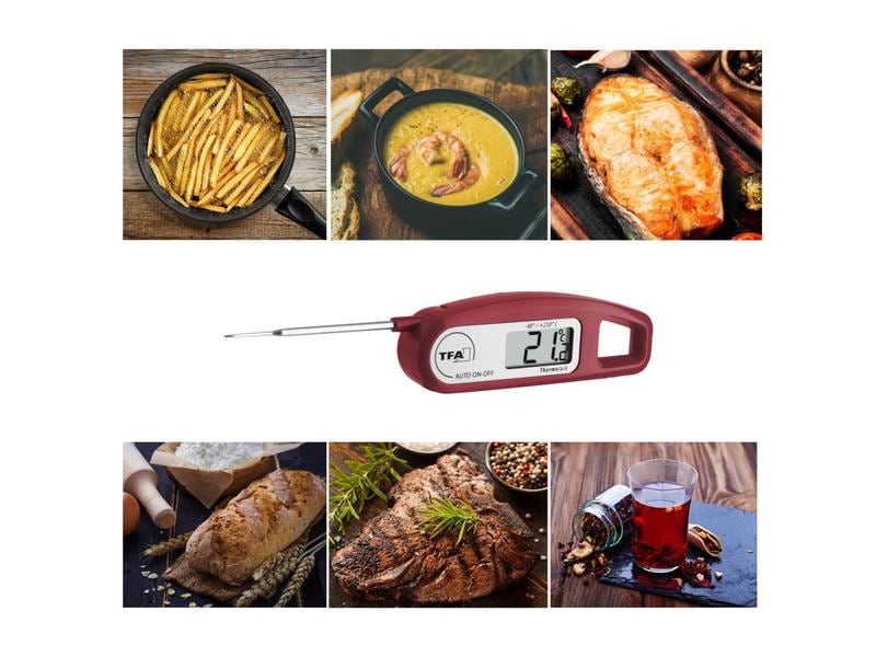 TFA Dostmann Einstichthermometer THERMO JACK, Bordeaux Digitales Einstichthermometer