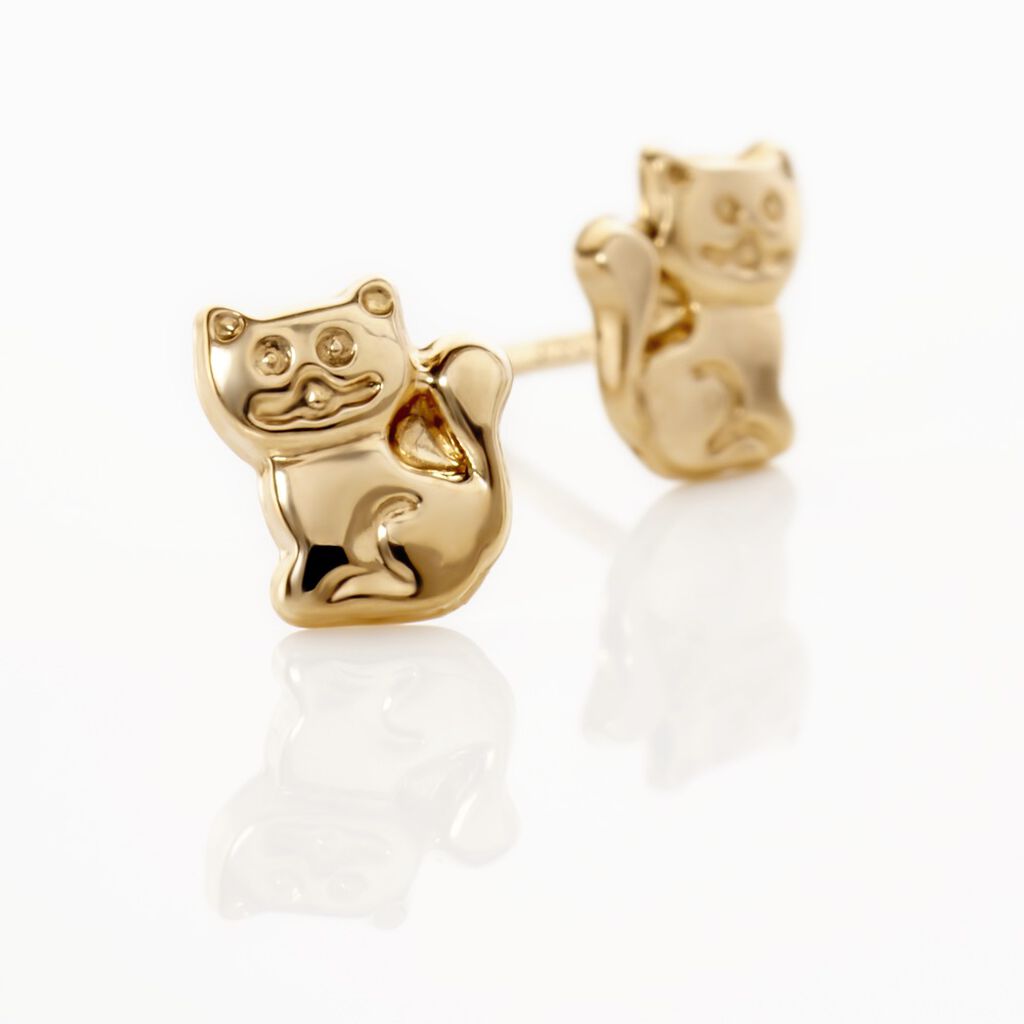 Boucles D'oreilles Puces Florenta Chat Or Jaune