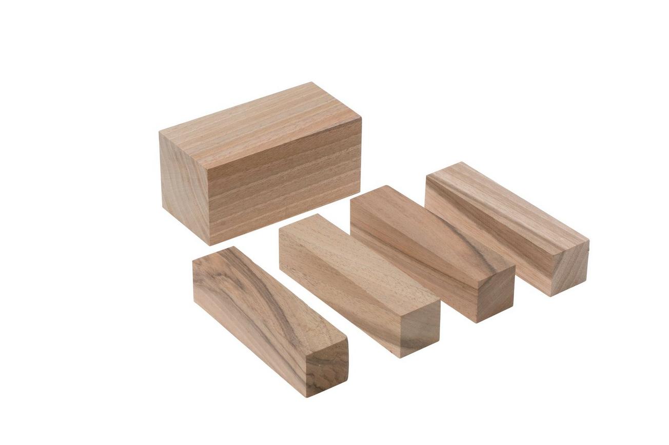 BeaverCraft Wood Carving Blocks BW1-Walnut, set van 5 walnoten houtblokjes voor houtsnijden