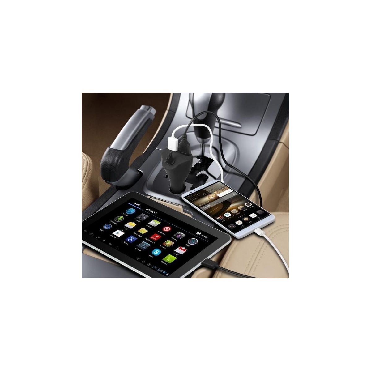 Technaxx magnetisk bilholder for smarttelefoner og nettbrett + billader (TE09)