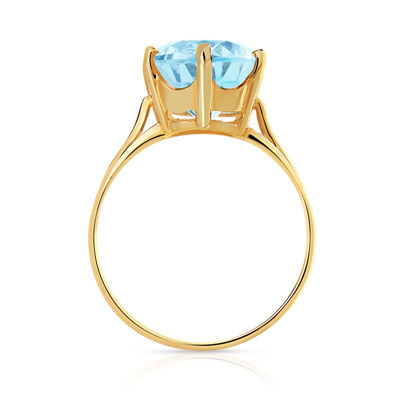 Bague or 750 jaune topaze bleue traitée ovale