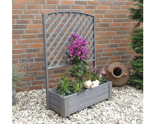 Bloembak met trellis Flora promadino hout 91 x 41 x 130 cm grijs