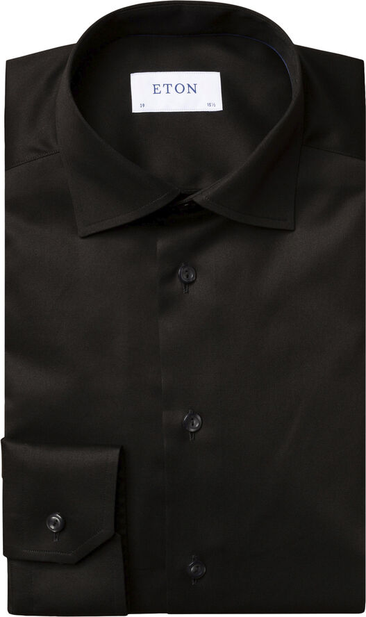 ETON Black Signature Twill Shirt - Slim Fit Sort