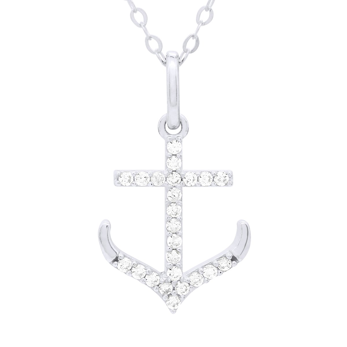 Collier - Ornées d'un Pendentif Encre Marine serti d' Oxydes de Zirconium - Or Blanc