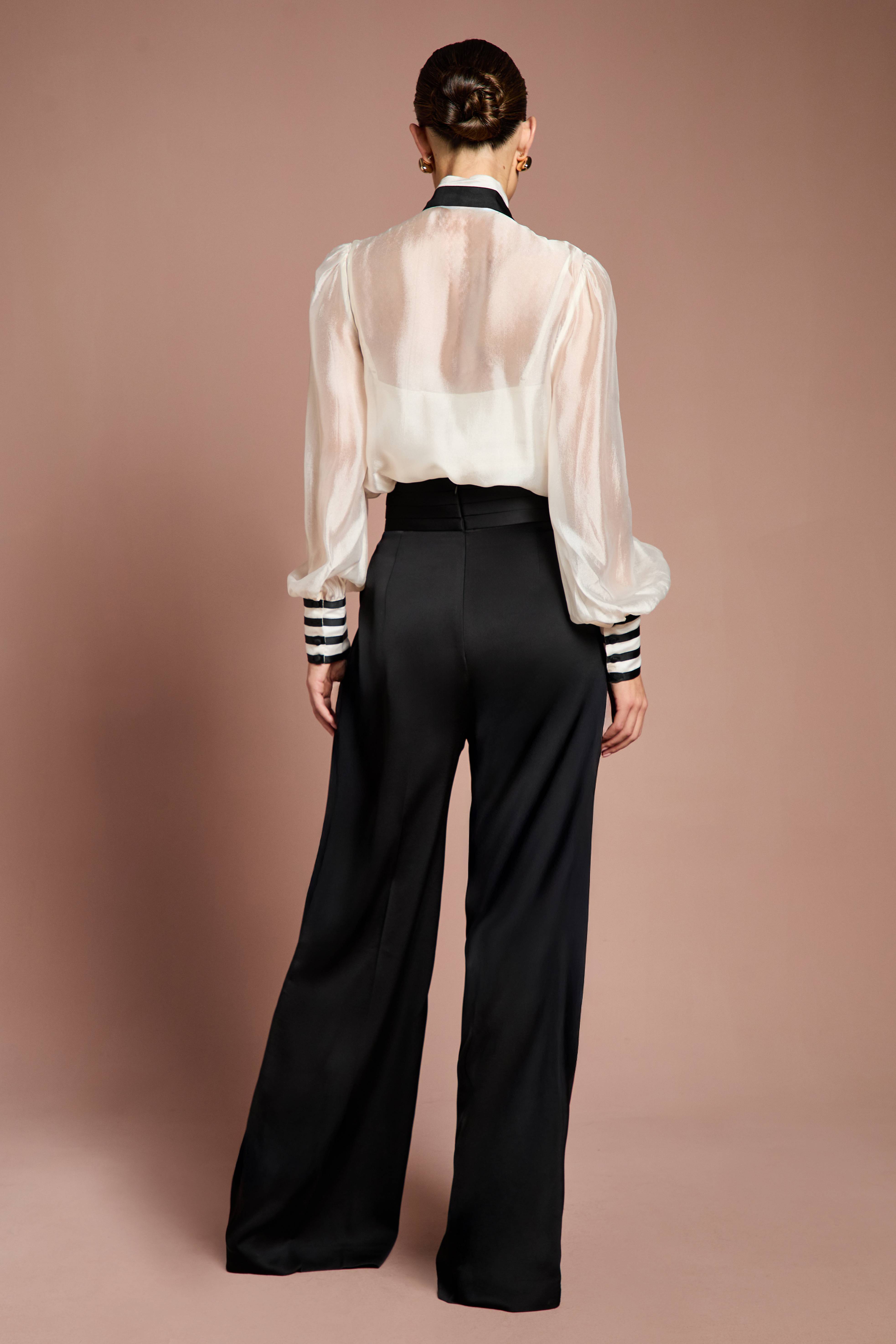 Coast Pantalon Lisa Taille Haute avec Finitions Satin Tan