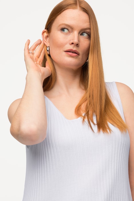 Stricktop, Rippstrick, V-Ausschnitt, ärmellos