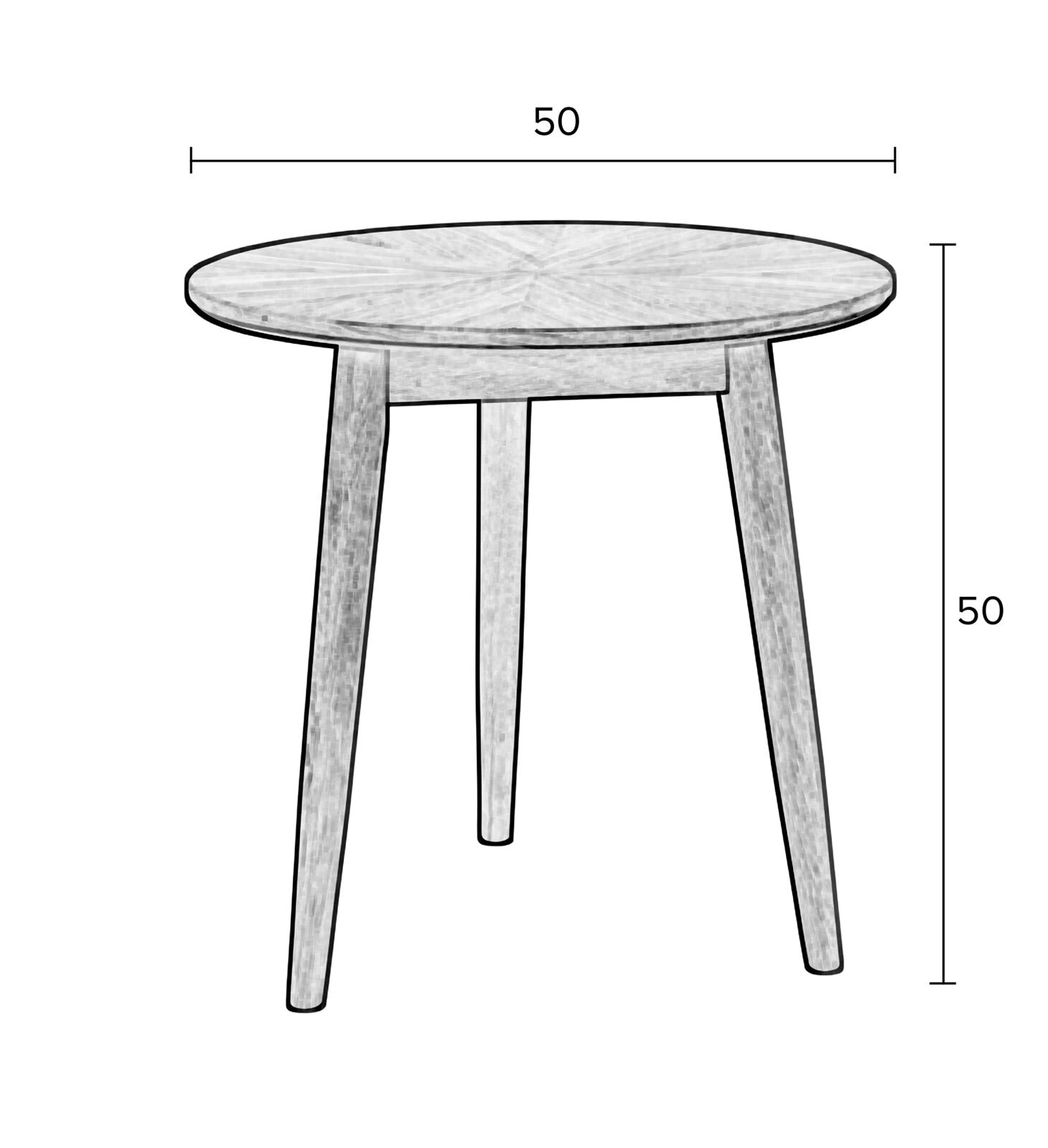 Beistelltisch rund FABIO 50 cm Eiche schwarz