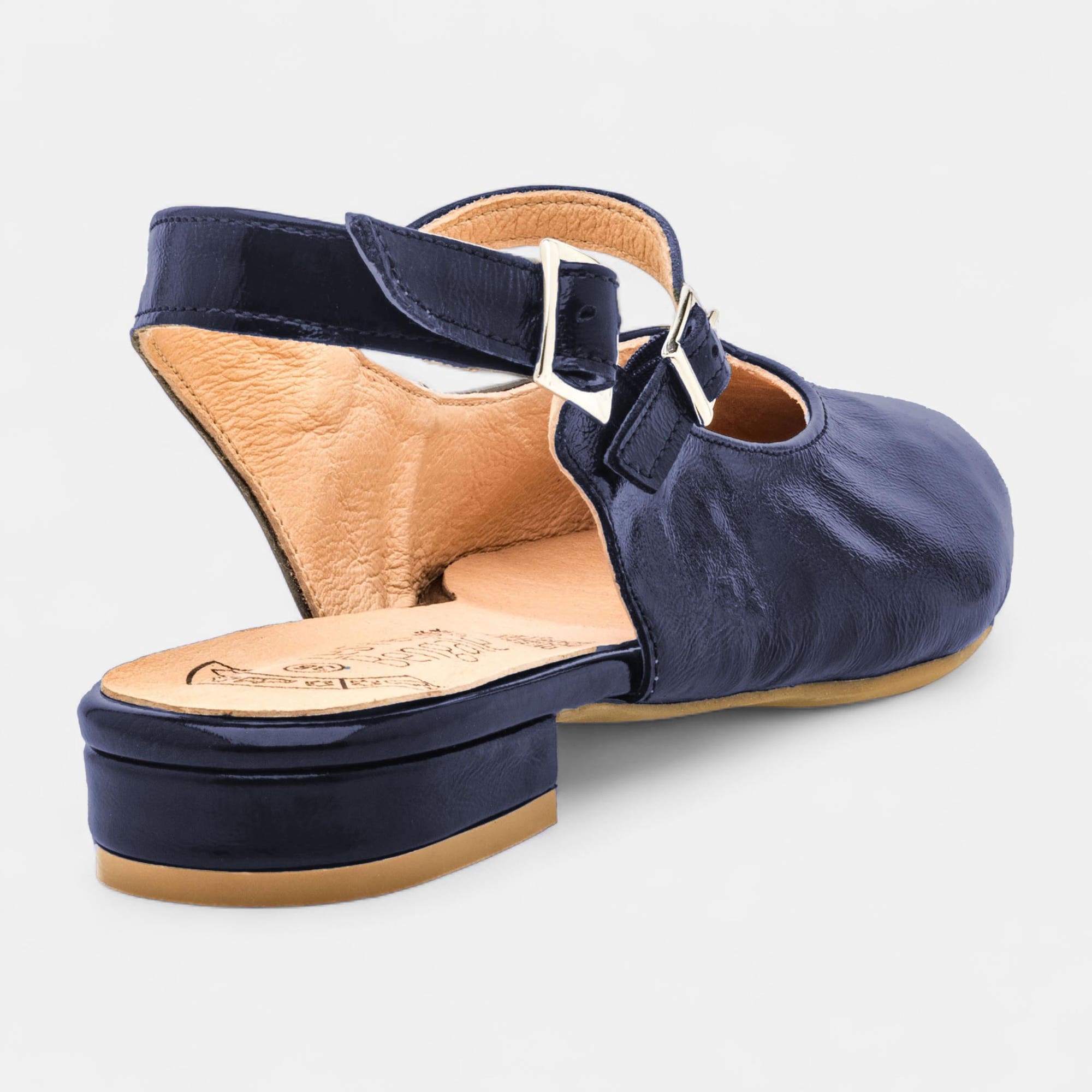 Escarpins avec bride arrière Femme en cuir bleu marine