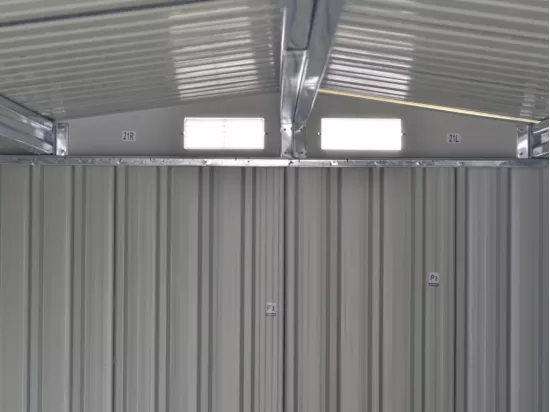 Abri de jardin métal avec abri bûche en acier galvanisé gris 10,29 m² - LERY