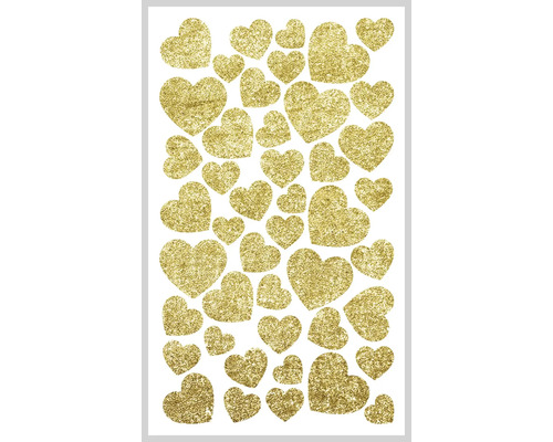 Mini stickerset voor kinderen, hartmotief, goud, 45 stuks.