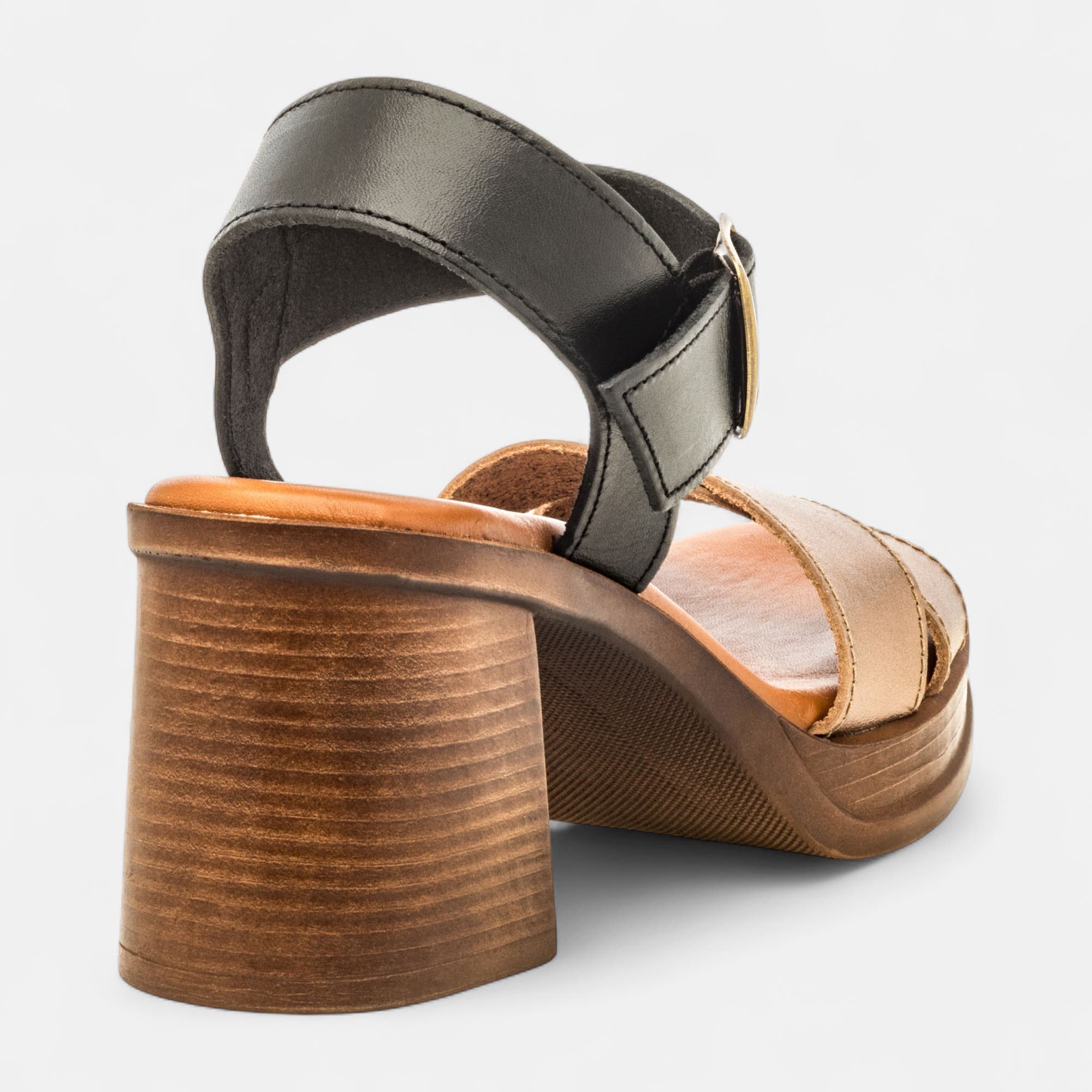 Nu-pieds à talon Femme en cuir or