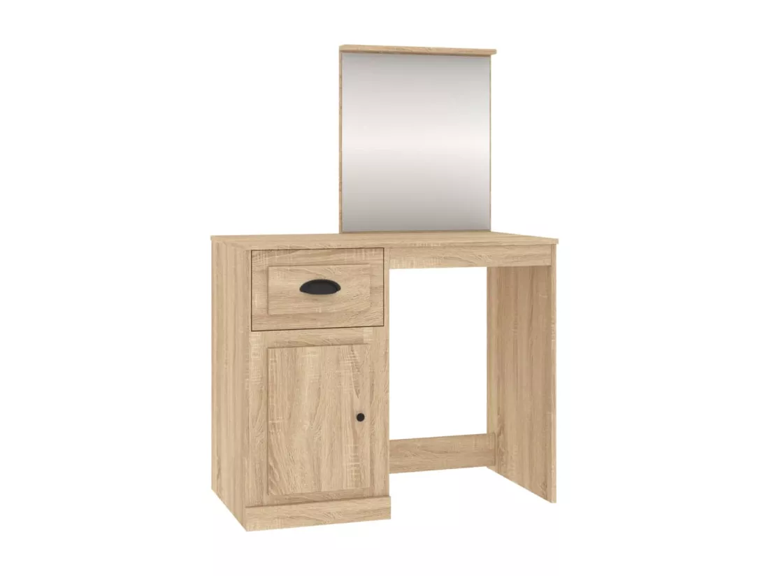 Coiffeuse avec miroir chêne sonoma 90x50x132,5 cm