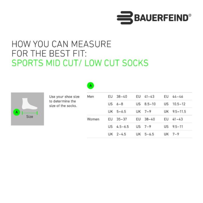Bauerfeind Unisex Strømper Ultralight Compression Socks Mid Cut Sort