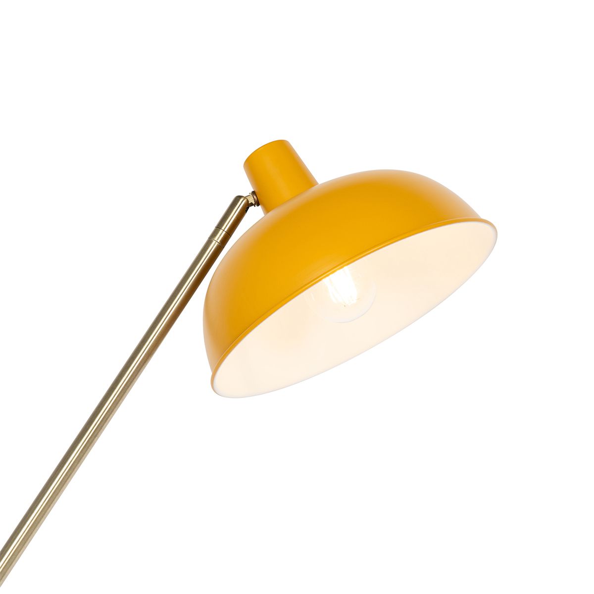Retro vloerlamp geel met brons - Milou