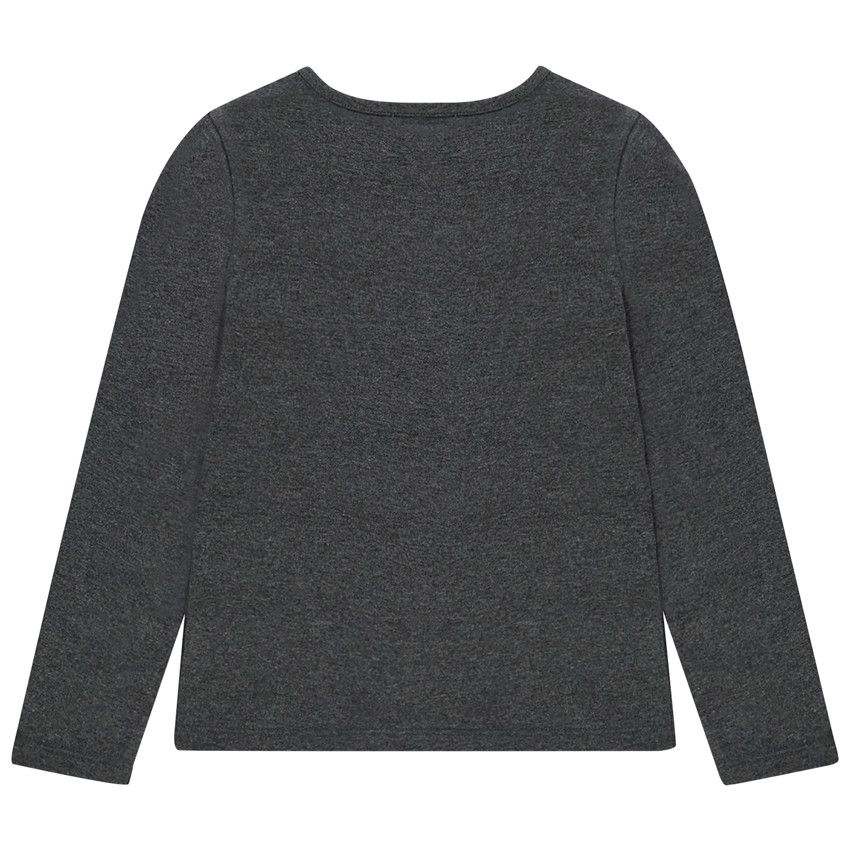 T-shirt manches longues à fleurs brodées pour enfant fille - Gris foncé