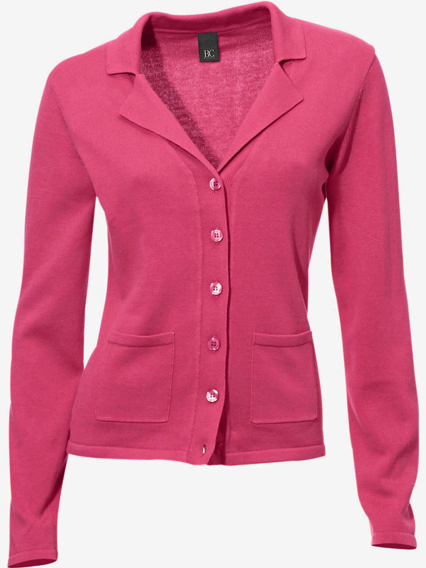 Veste en tricot fin superbe basique avec poches plaquées
