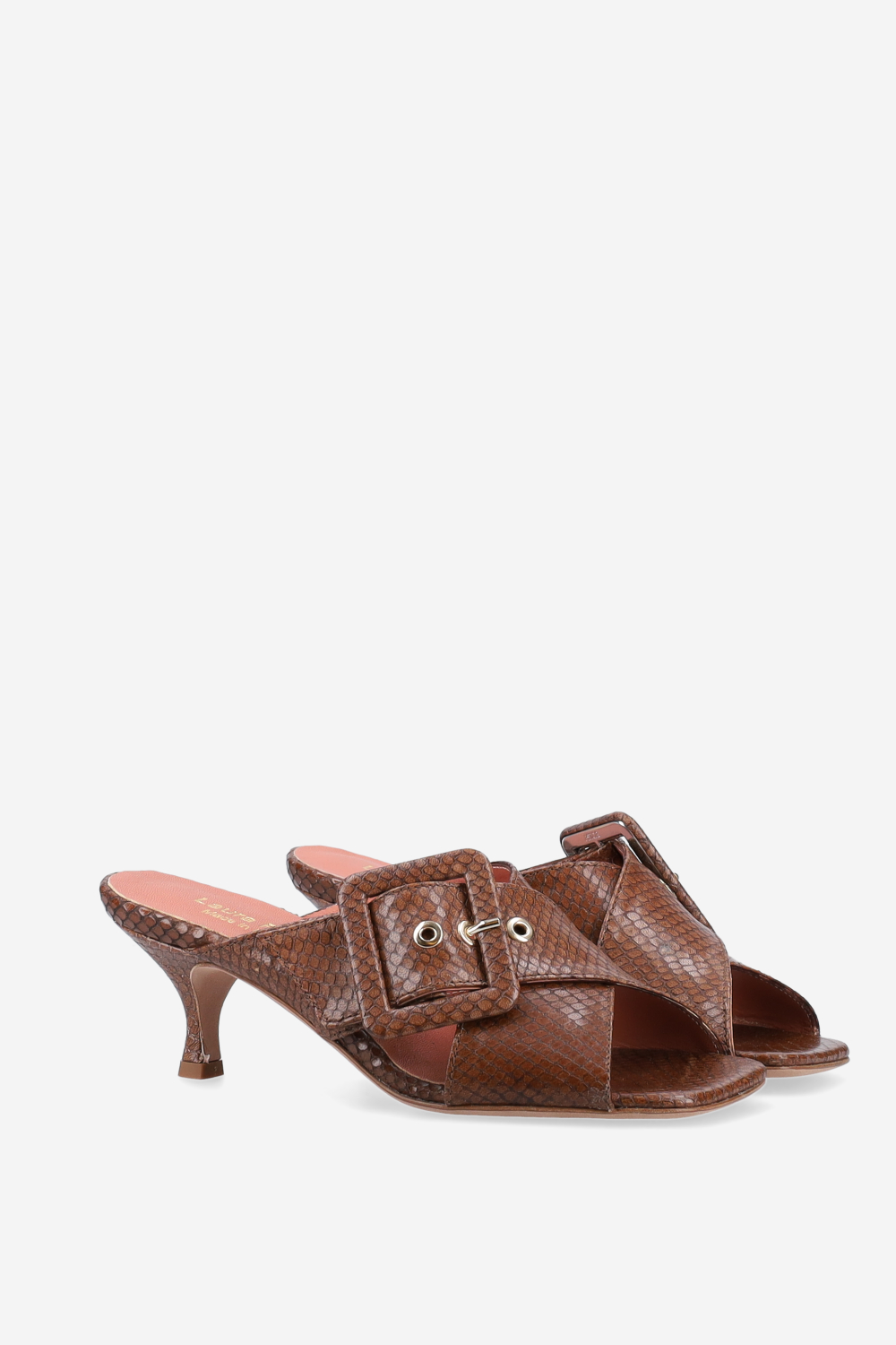 Buckled cross-over leather sandals