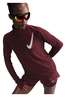 Haut 1/2 zip Nike Dri-Fit Swoosh Rouge Femme