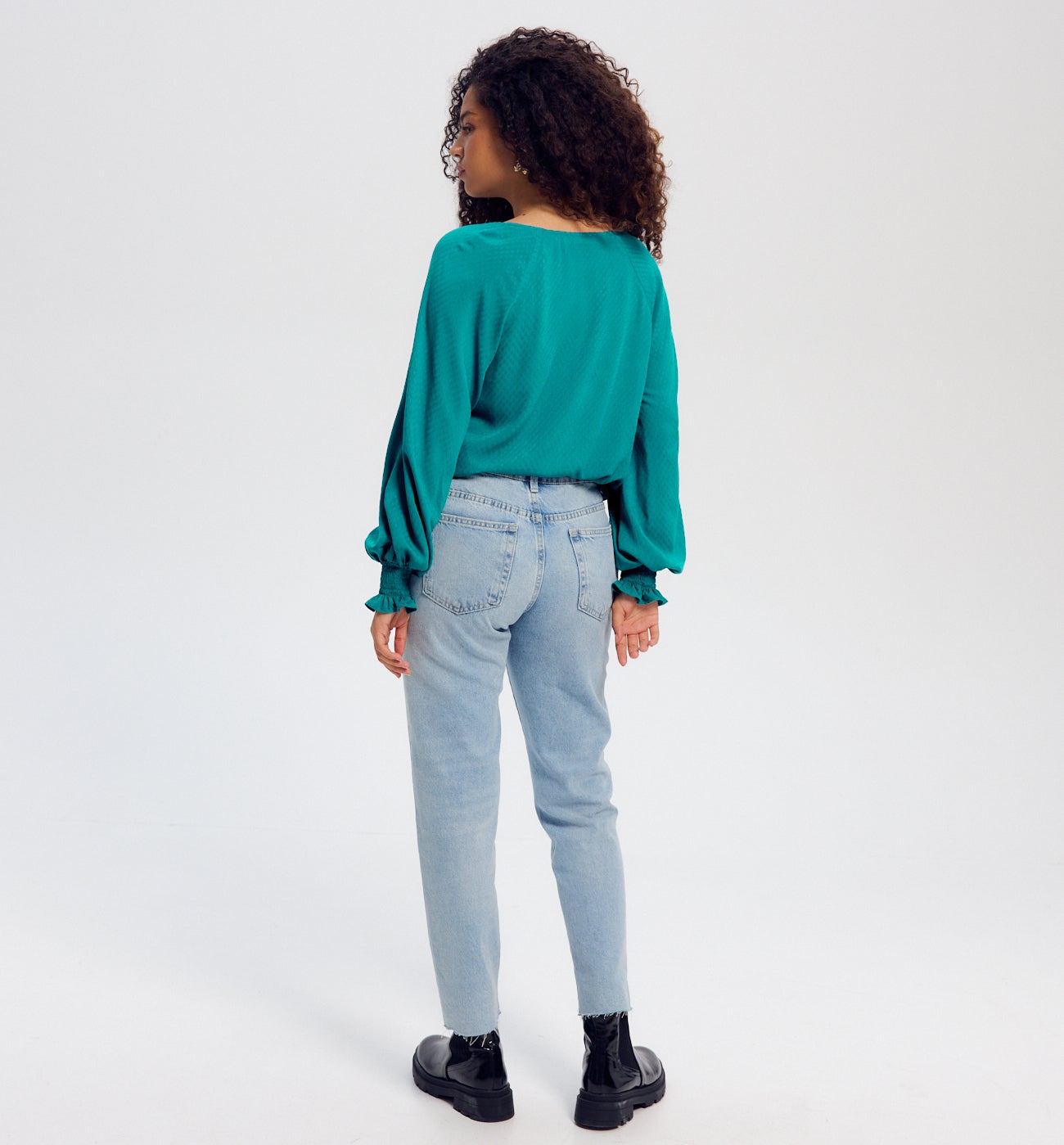 Blouse à smocks Femme - Vert émeraude