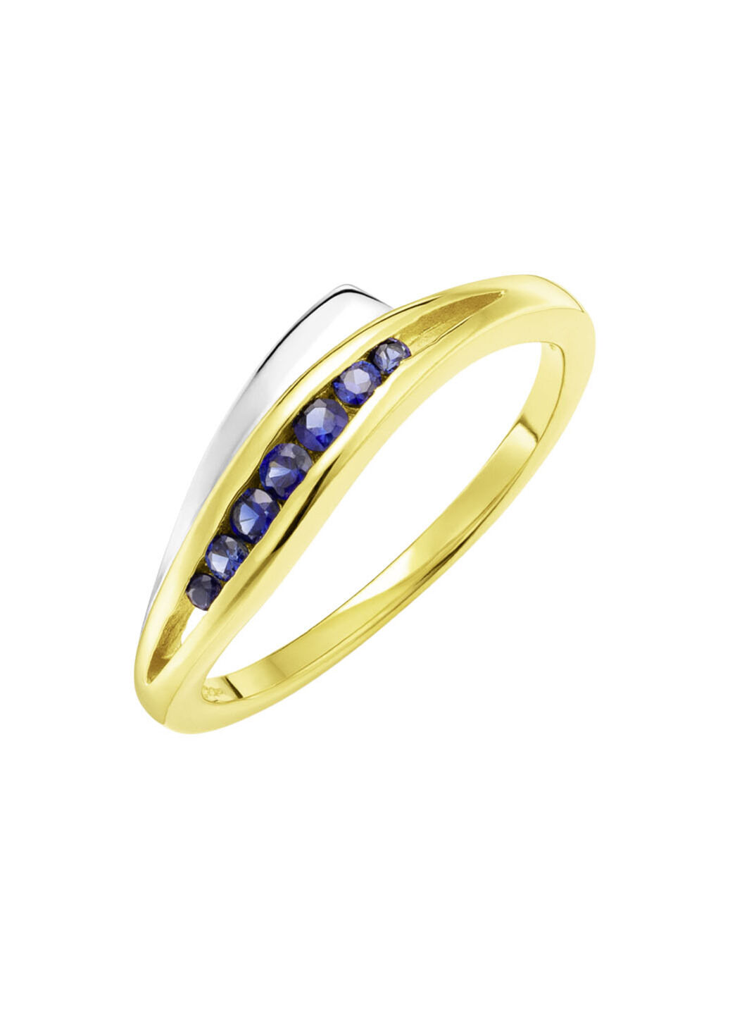Damenring in Bicolor mit synth. Safir