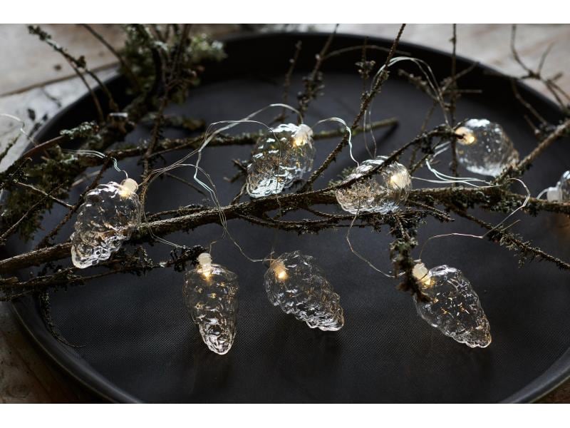 Sirius LED-Lichterkette Celina, 8 LEDs, 1.9 m, Transparent LED Lichterkette in Tannenzapfenform
