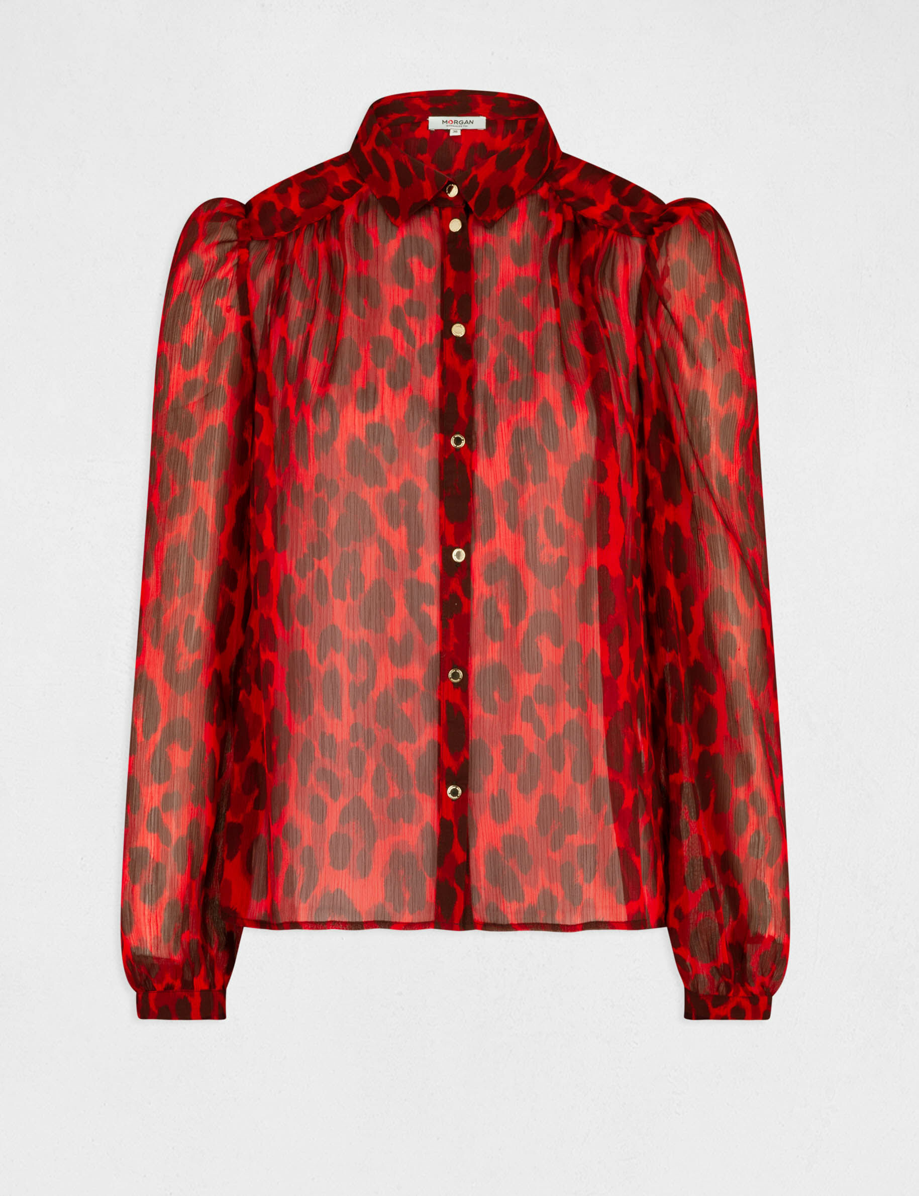 Chemise manches longues imprimé léopard multico femme - multico
