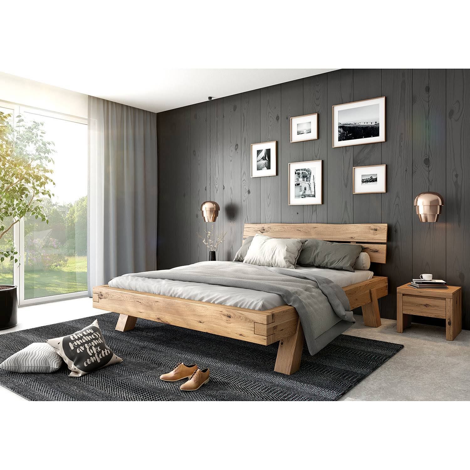 Ars Natura Futonliege Woodhaven 140x200 cm Eiche Massivholz Braun