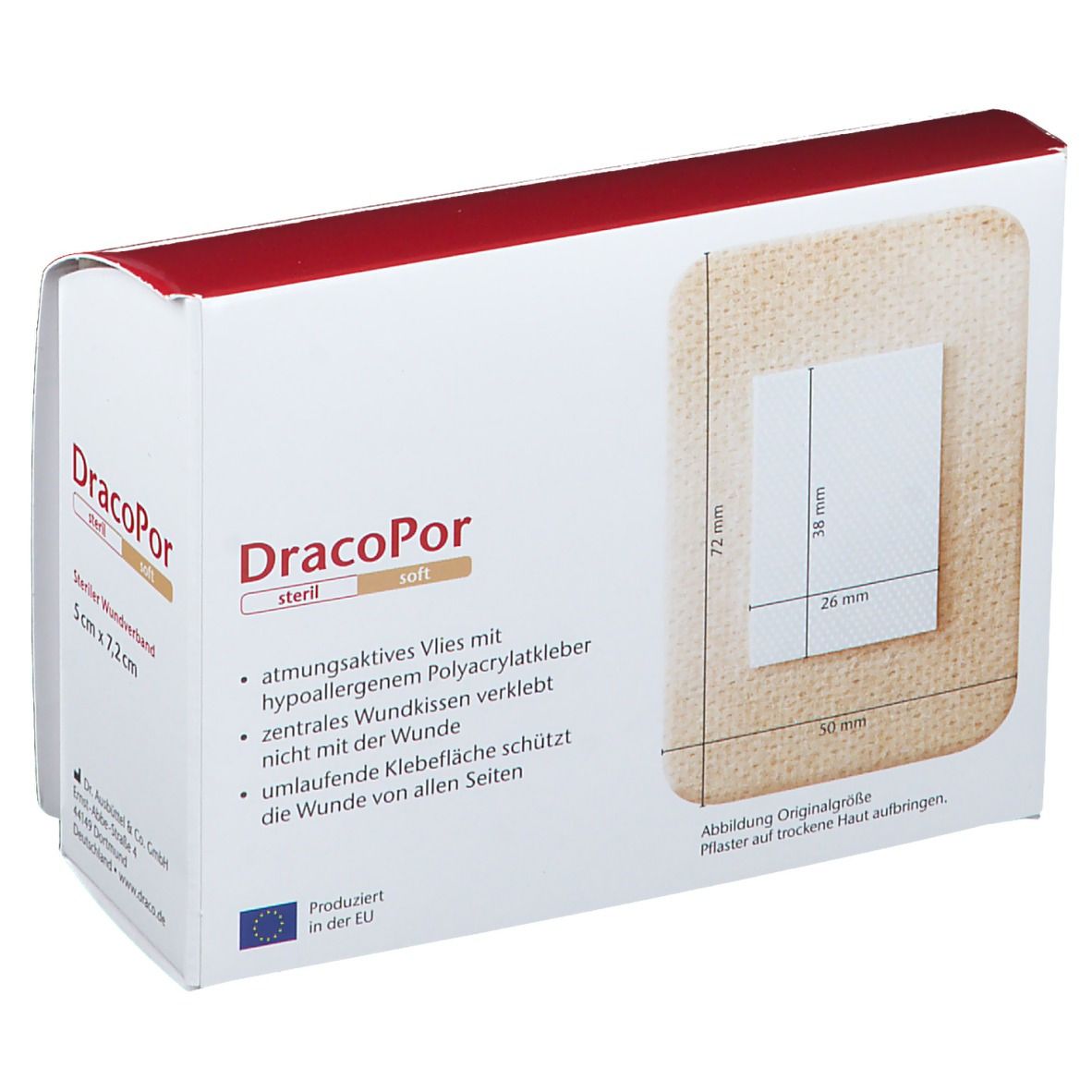 DracoPor Soft hautfarben 5 cm x 7,2 cm steril