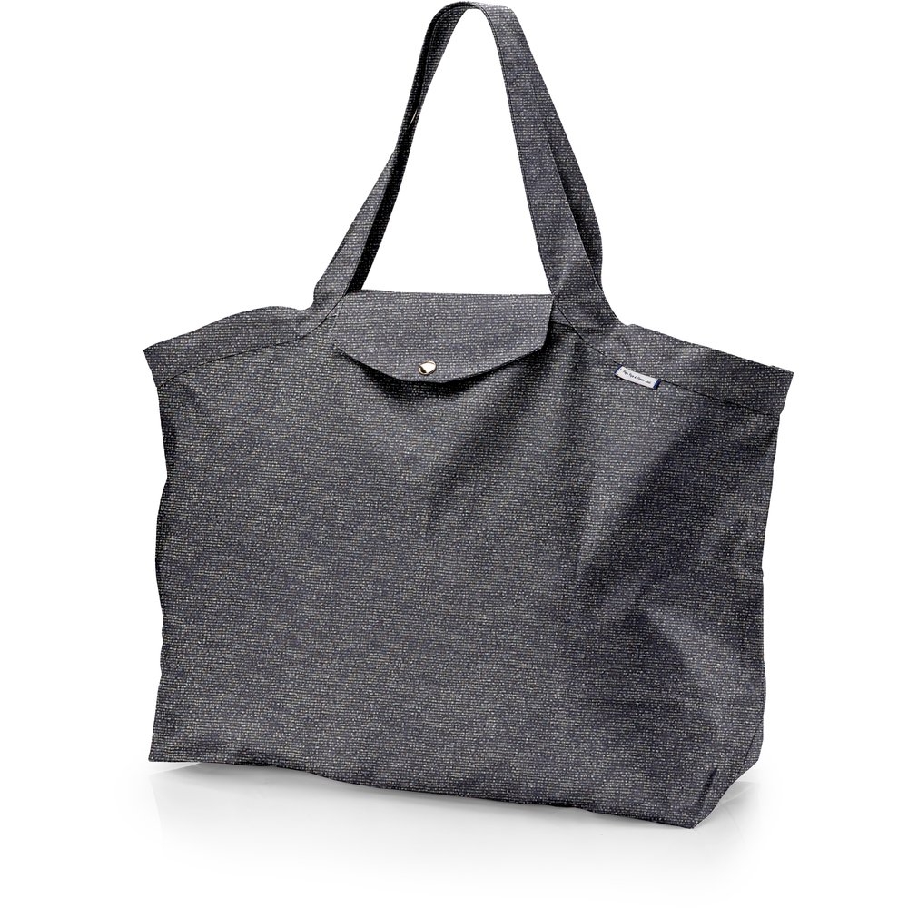 Grand Sac Cabas En Tissu Anthracite Argent