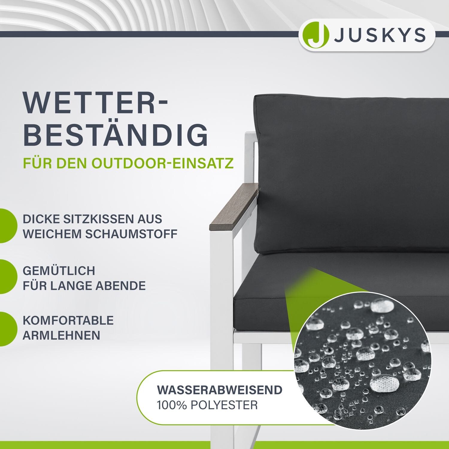 Juskys Gartenmöbel Sofa Set Bari - Metall Gartenlounge - Balkonmöbel - Balkon Garten Outdoor - Grau