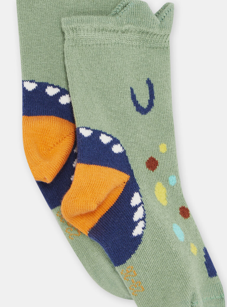 Chaussettes vertes à motif dinosaure bébé garçon
