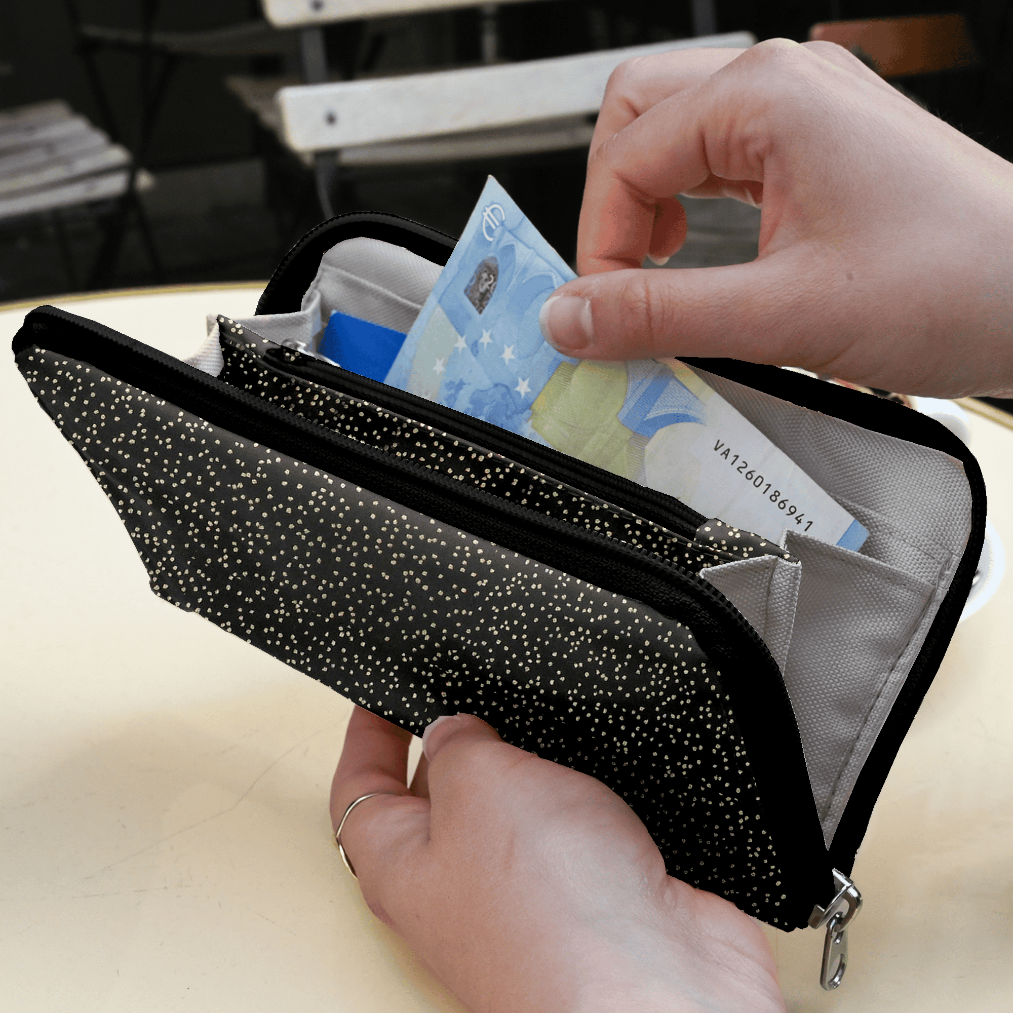 Portefeuille Charlie Noir Pailleté