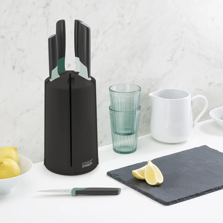 Joseph Joseph - Elevate 5-teiliges Messerset mit Messerblock, schwarz