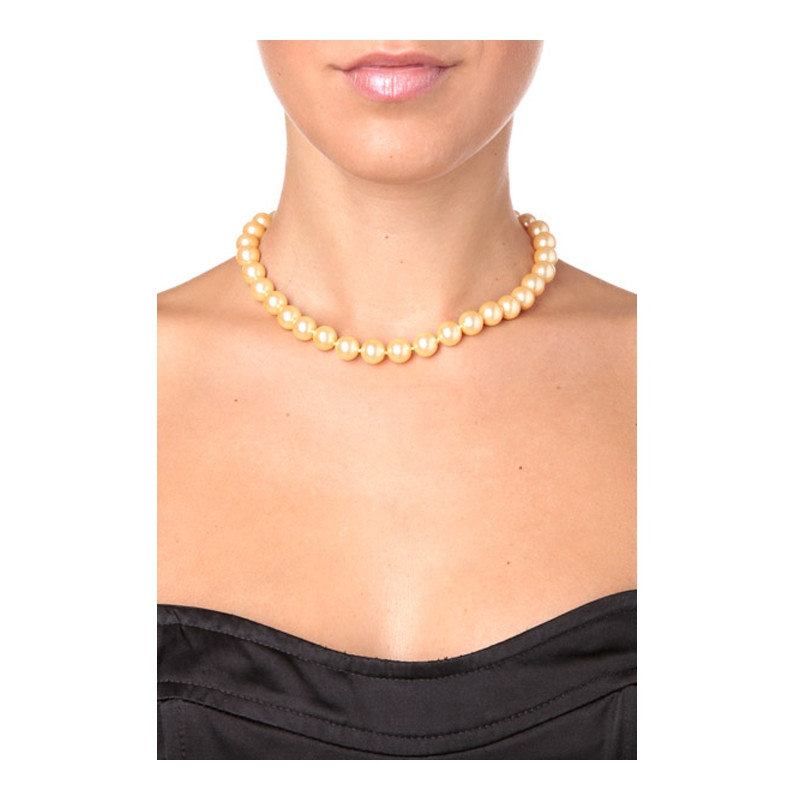 Parure Femme Collier et Bracelet Perles SSS 10 mm couleur Or et Argent 925