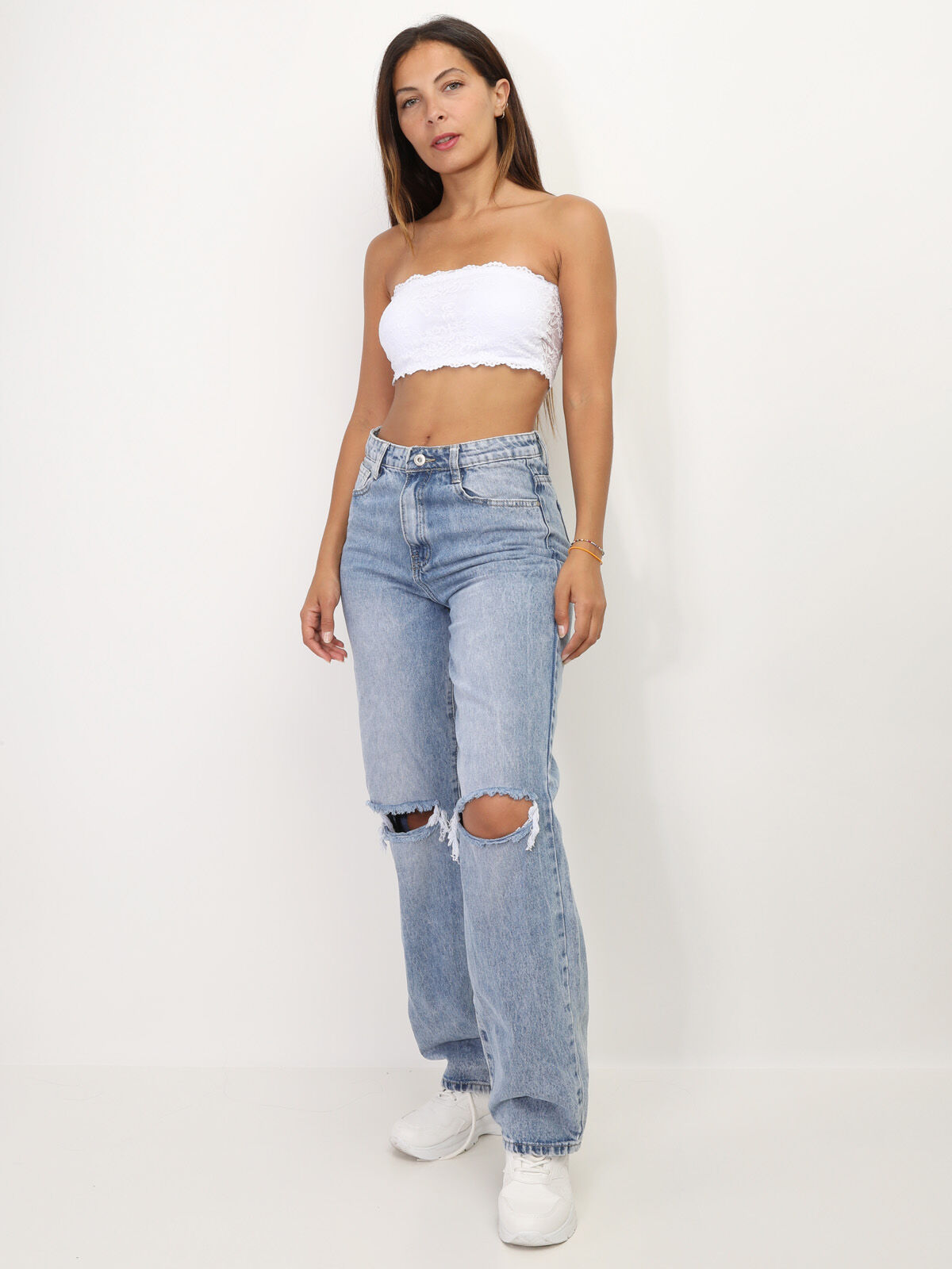 Bandeau en dentelle florale- Blanc