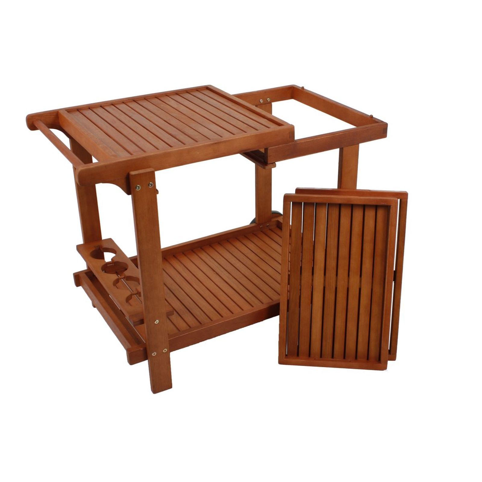 Servierwagen HAYWARD - Eukalyptus - mit 2 Tabletts