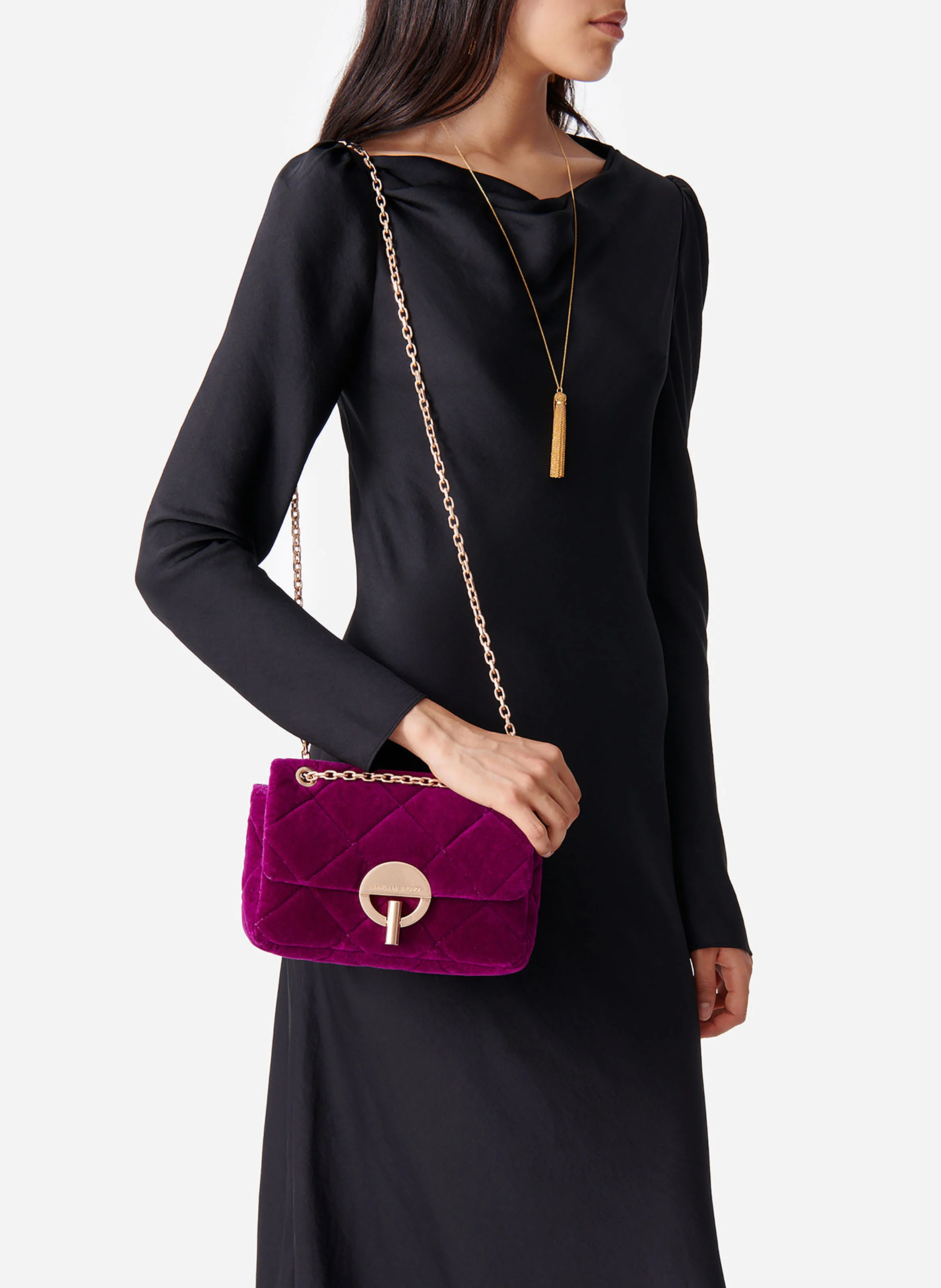 MOON - Sac bandoulière en velours matelassé| Violet