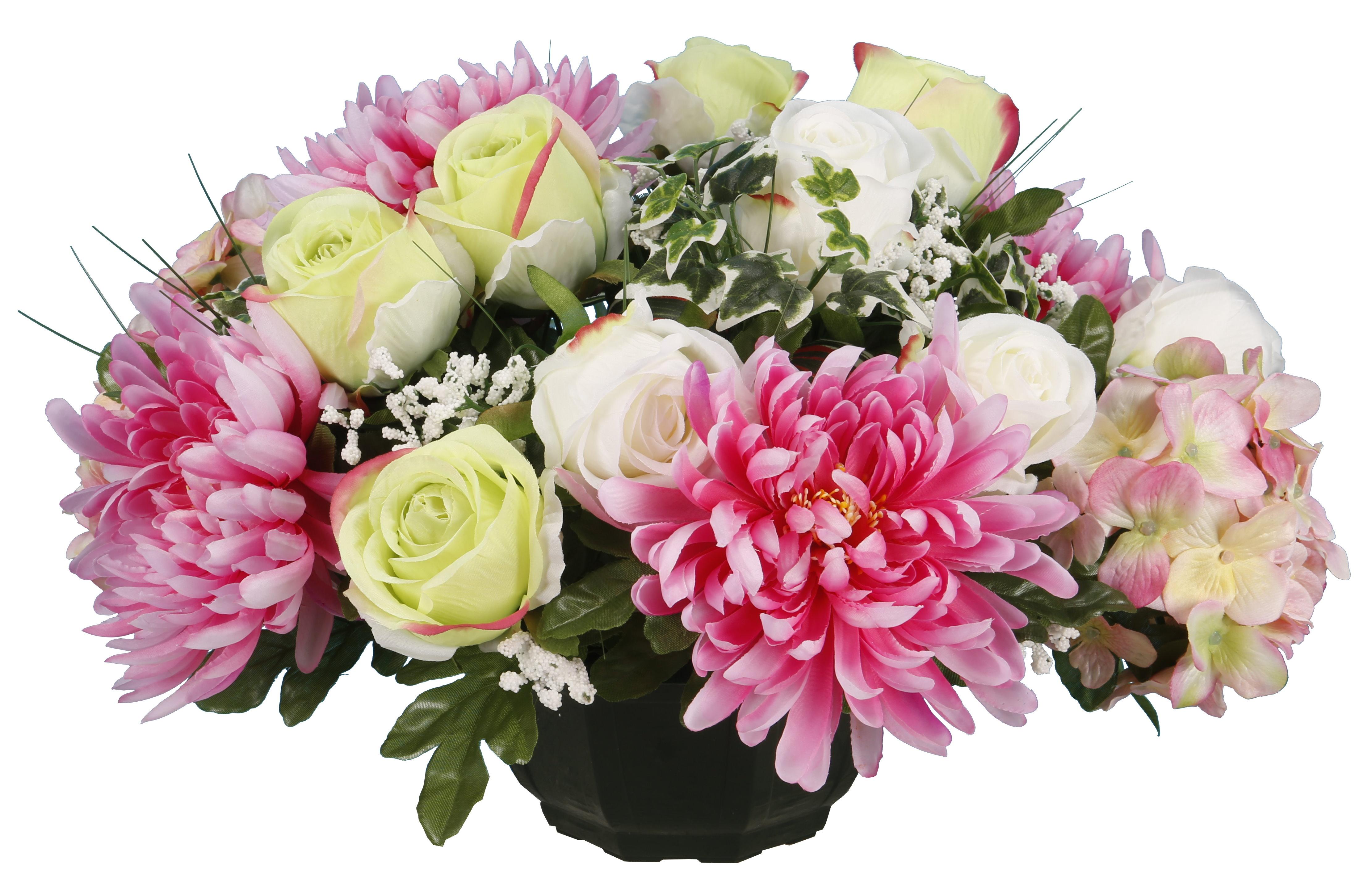 COUPE CHRYSANTHEMES HORTENSIAS