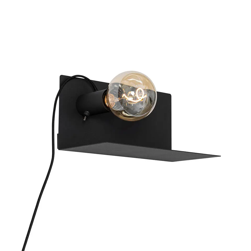 Qazqa wandlampen muro zwart e27