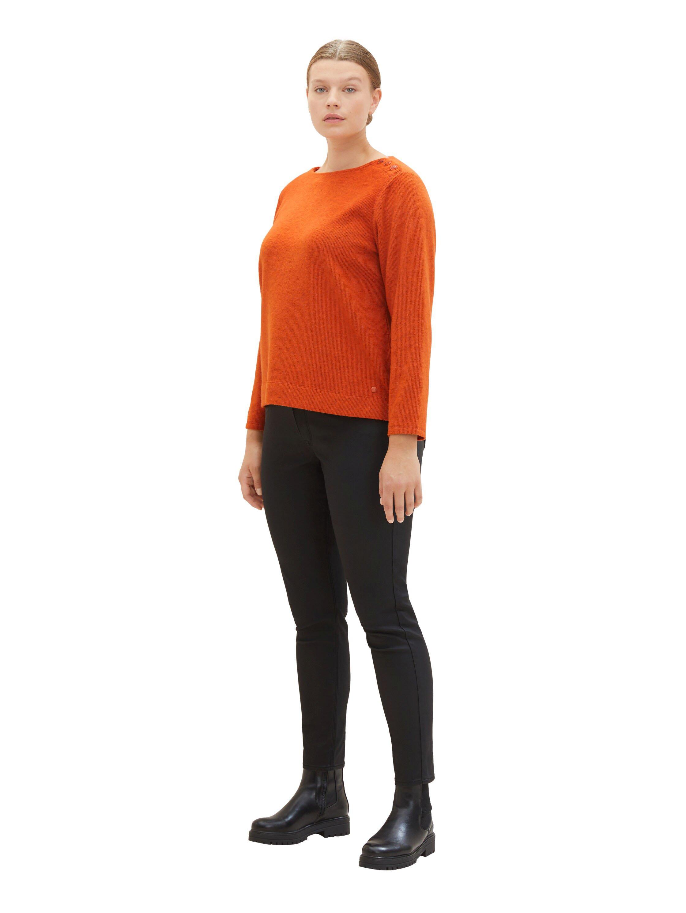Sweatshirt mit Rundhalsausschnitt, in Rippstruktur