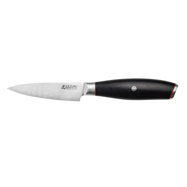 Couteau modèle office Wusaki Fujiko Black 9cm manche en pakka Wusaki