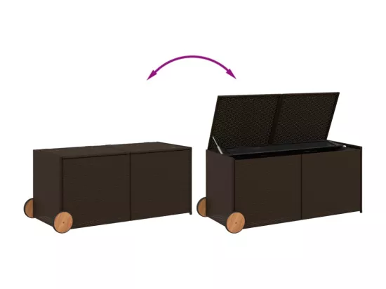 Prolenta Premium - Boîte de rangement de jardin et roues marron 283L poly rotin