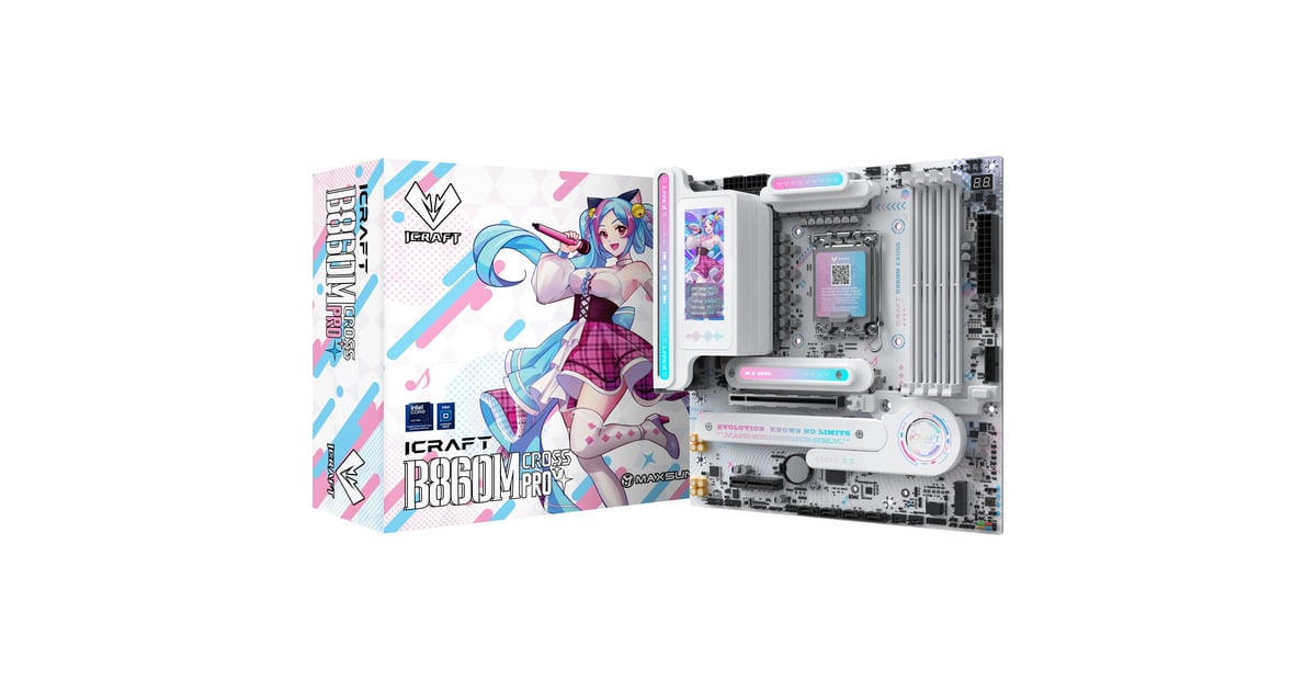 MAXSUNMS-iCraft B860M CROSS PRO socket 1851 moederbord  (Wit, RAID, 5 Gb-LAN, WLAN, BT, Sound, µATX)