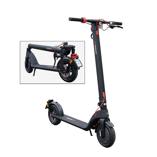 Patinete elétrico Six Degrees E-go 7, velocidade máxima de 20 km/h, motor 250 W, em alumínio preto.